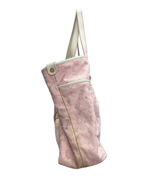 CELINE（セリーヌ）CELINE (セリーヌ) トートバッグ リリー Cマカダム Shopping ホワイト×ピンクの古着・服飾アイテム