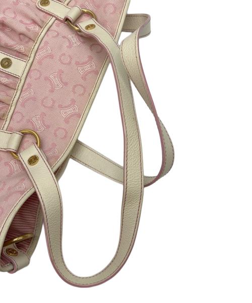 CELINE（セリーヌ）CELINE (セリーヌ) トートバッグ リリー Cマカダム Shopping ホワイト×ピンクの古着・服飾アイテム