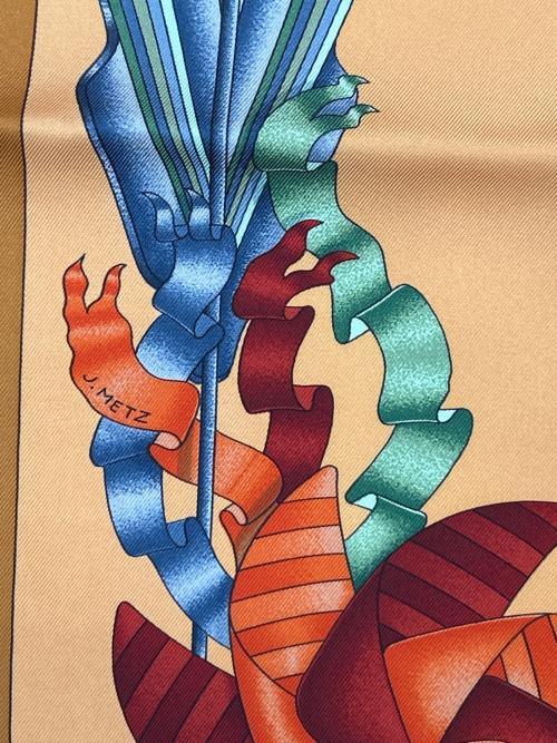 HERMES（エルメス）HERMES (エルメス) シルクスカーフ カレ90 オレンジの古着・服飾アイテム