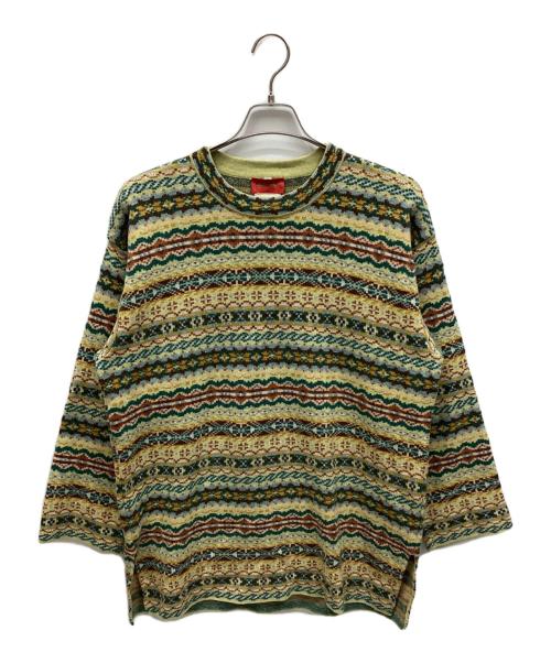 KENZO（ケンゾー）KENZO (ケンゾー) 厚手ニット ベージュ×グリーン サイズ:Mの古着・服飾アイテム