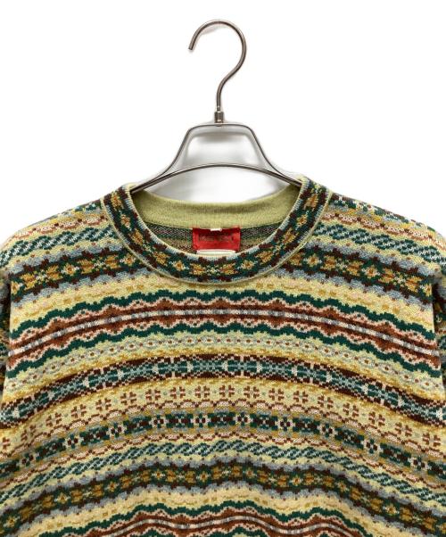 KENZO（ケンゾー）KENZO (ケンゾー) 厚手ニット ベージュ×グリーン サイズ:Mの古着・服飾アイテム