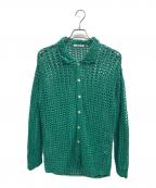 AURALEEオーラリー）の古着「HAND CROCHET COTTON KNIT SHIRTS」｜グリーン