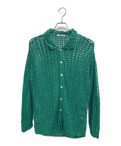 AURALEE（オーラリー）AURALEE (オーラリー) HAND CROCHET COTTON KNIT SHIRTS グリーンの古着・服飾アイテム