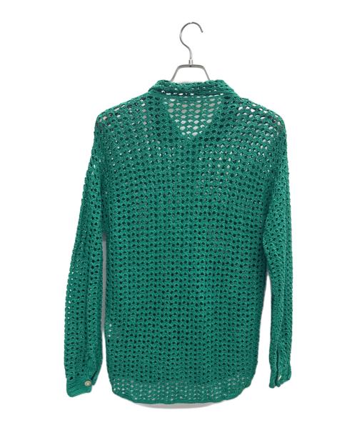 AURALEE（オーラリー）AURALEE (オーラリー) HAND CROCHET COTTON KNIT SHIRTS グリーンの古着・服飾アイテム