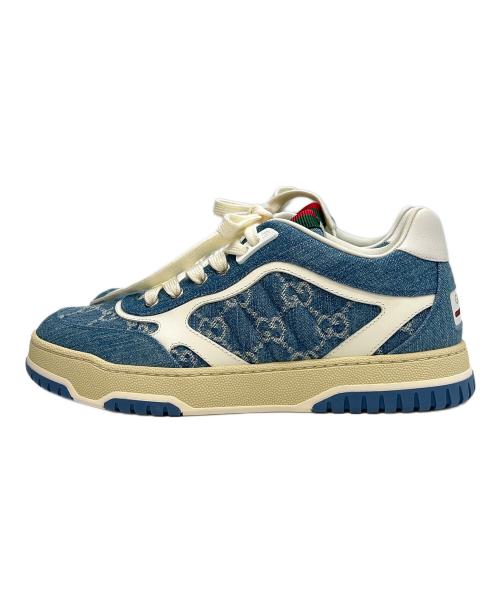 GUCCI（グッチ）GUCCI (グッチ) ローカットスニーカー ホワイト×ブルー サイズ:38 1/2の古着・服飾アイテム