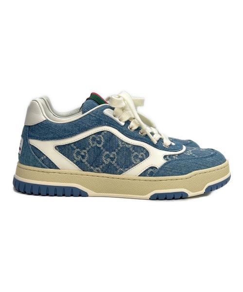 GUCCI（グッチ）GUCCI (グッチ) ローカットスニーカー ホワイト×ブルー サイズ:38 1/2の古着・服飾アイテム