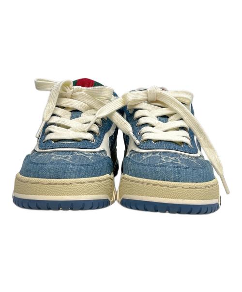 GUCCI（グッチ）GUCCI (グッチ) ローカットスニーカー ホワイト×ブルー サイズ:38 1/2の古着・服飾アイテム
