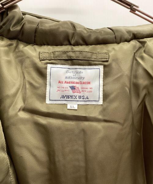 AVIREX（アヴィレックス）AVIREX (アヴィレックス) フーデッドフライトジャケット カーキ サイズ:XL 未使用品の古着・服飾アイテム