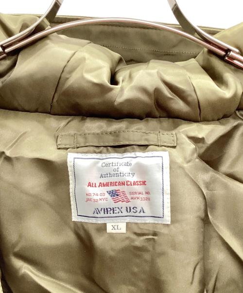 AVIREX（アヴィレックス）AVIREX (アヴィレックス) フーデッドフライトジャケット カーキ サイズ:XL 未使用品の古着・服飾アイテム