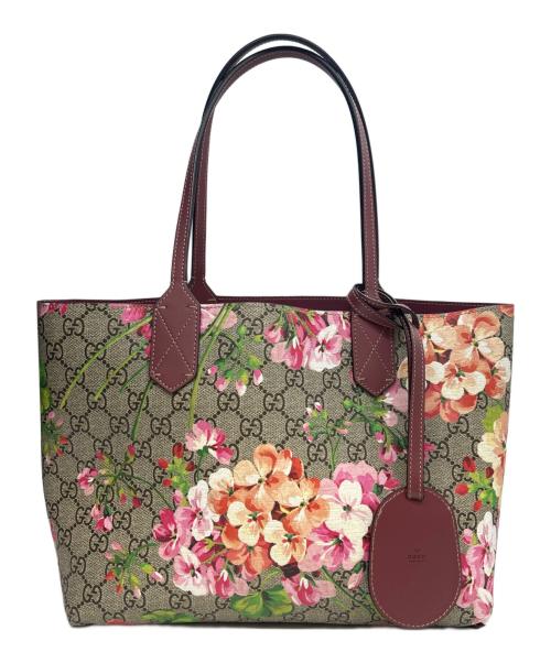 GUCCI（グッチ）GUCCI (グッチ) トートバッグ GGブルームス ベージュ×レッドの古着・服飾アイテム