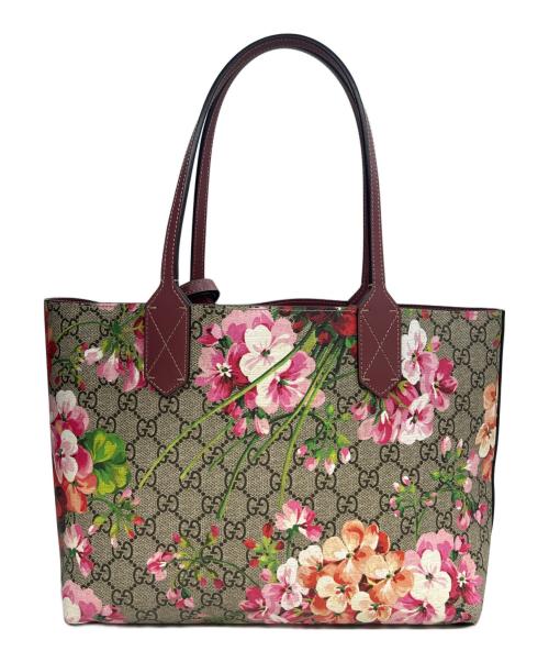 GUCCI（グッチ）GUCCI (グッチ) トートバッグ GGブルームス ベージュ×レッドの古着・服飾アイテム
