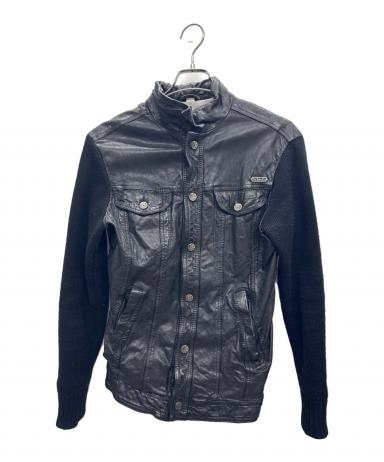 中古・古着通販】DIESEL (ディーゼル) レザー切替ジャケット ブラック