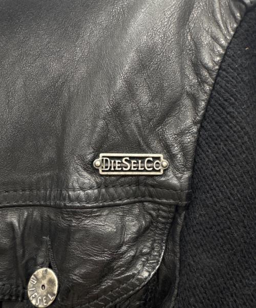 DIESEL（ディーゼル）DIESEL (ディーゼル) レザー切替ジャケット ブラック サイズ:Mの古着・服飾アイテム
