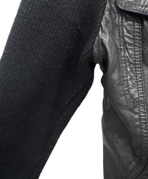 DIESEL（ディーゼル）DIESEL (ディーゼル) レザー切替ジャケット ブラック サイズ:Mの古着・服飾アイテム