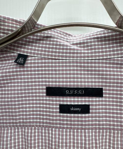 GUCCI（グッチ）GUCCI (グッチ) チェックシャツ レッド サイズ:42の古着・服飾アイテム