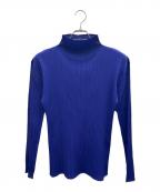 PLEATS PLEASEプリーツプリーズ）の古着「ハイネックプリーツカットソー」｜ブルー