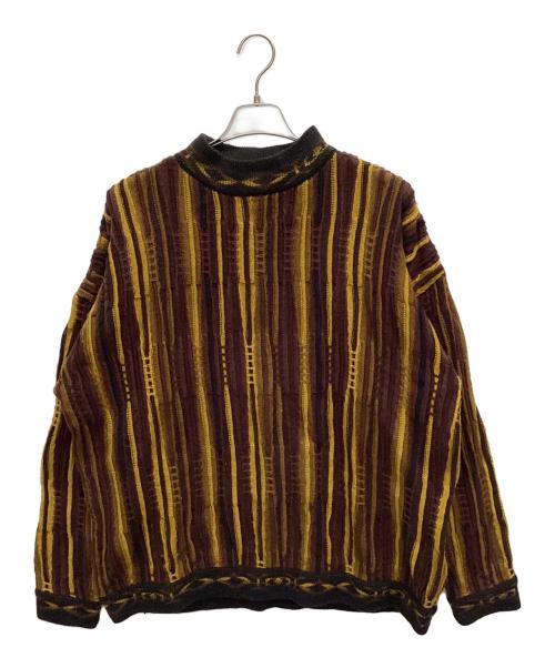 cosi crest（コージークレスト）cosi crest (コージークレスト) 厚手ニット レッド×イエロー サイズ:XLの古着・服飾アイテム