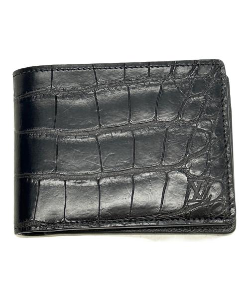 LOUIS VUITTON（ルイ ヴィトン）LOUIS VUITTON (ルイ ヴィトン) 2つ折り財布 ポルトフォイユ ミュルティプル クロコダイル ブラックの古着・服飾アイテム