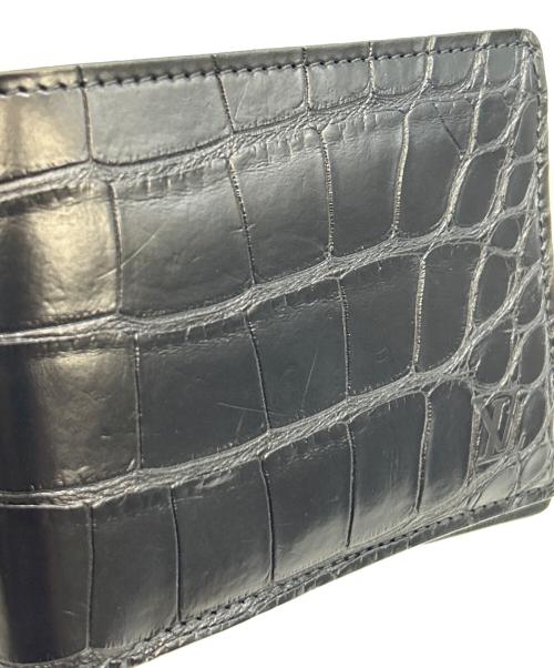 LOUIS VUITTON（ルイ ヴィトン）LOUIS VUITTON (ルイ ヴィトン) 2つ折り財布 ポルトフォイユ ミュルティプル クロコダイル ブラックの古着・服飾アイテム