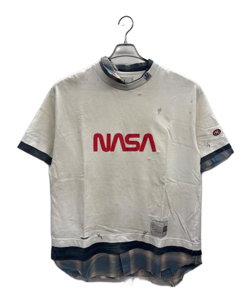 Maison MIHARA YASUHIRO（メゾン ミハラ ヤスヒロ）Maison MIHARA YASUHIRO (メゾン ミハラ ヤスヒロ) トリプルレイヤードTシャツ ホワイト×ブルー サイズ:46の古着・服飾アイテム
