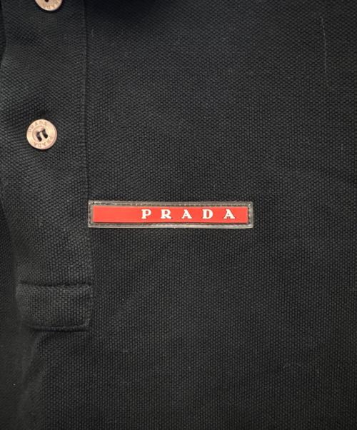 PRADA（プラダ）PRADA (プラダ) Logo Design Polo ブラック サイズ:Lの古着・服飾アイテム