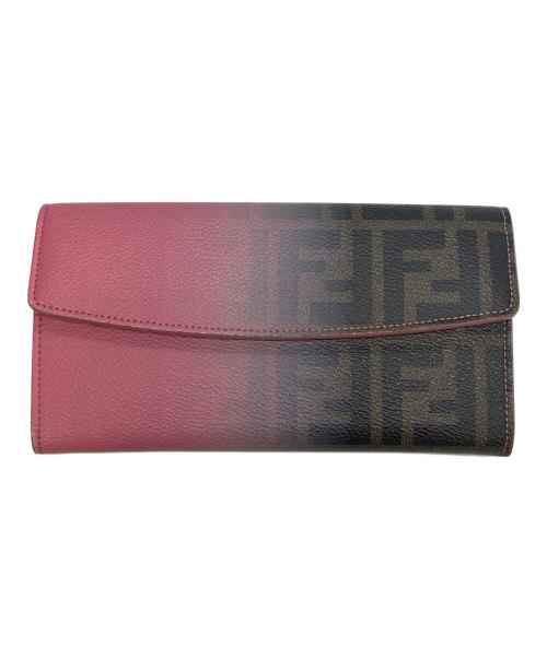 FENDI（フェンディ）FENDI (フェンディ) 長財布 ズッカ  ピンク×ブラウンの古着・服飾アイテム