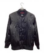 stussyステューシー）の古着「ストック サテン  ジャケット」｜ブラック×レッド