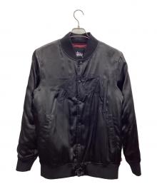 stussy（ステューシー）の古着「ストック サテン  ジャケット」｜ブラック×レッド