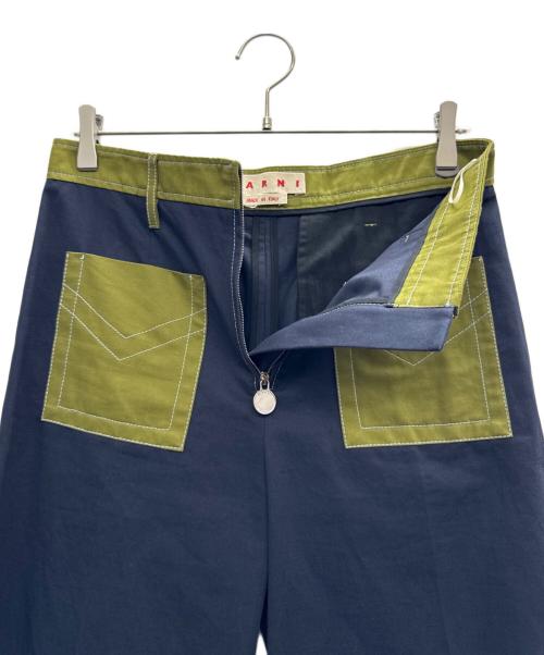 MARNI（マルニ）MARNI (マルニ) Organic Drill Trousers ネイビー×グリーン サイズ:42の古着・服飾アイテム