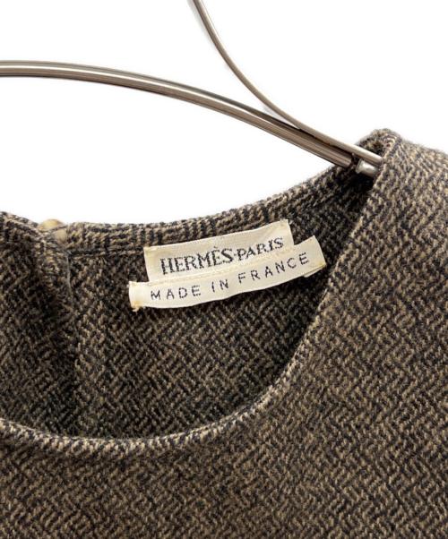 HERMES（エルメス）HERMES (エルメス) ニットベスト ブラウン サイズ:38の古着・服飾アイテム