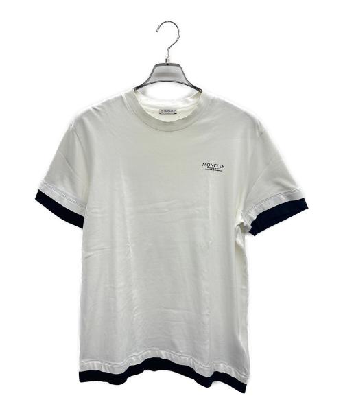 MONCLER（モンクレール）MONCLER (モンクレール) 半袖カットソー ホワイト×ブラック サイズ:Sの古着・服飾アイテム