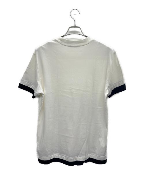 MONCLER（モンクレール）MONCLER (モンクレール) 半袖カットソー ホワイト×ブラック サイズ:Sの古着・服飾アイテム