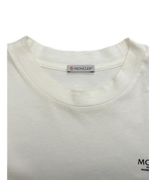 MONCLER（モンクレール）MONCLER (モンクレール) 半袖カットソー ホワイト×ブラック サイズ:Sの古着・服飾アイテム