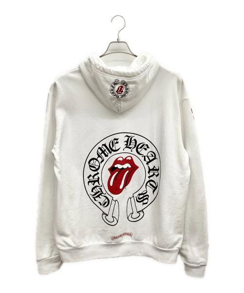 CHROME HEARTS（クロムハーツ）CHROME HEARTS (クロムハーツ) The Rolling Stones (ザ ローリングストーンズ) プルオーバーパーカー ホワイト×レッド サイズ:Mの古着・服飾アイテム