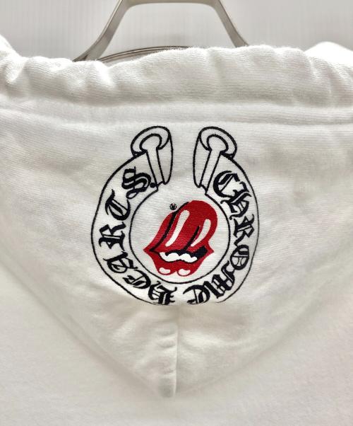 CHROME HEARTS（クロムハーツ）CHROME HEARTS (クロムハーツ) The Rolling Stones (ザ ローリングストーンズ) プルオーバーパーカー ホワイト×レッド サイズ:Mの古着・服飾アイテム
