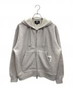 stussyステューシー）の古着「PATCH ZIP KNIT HOODIE 25AW」｜グレー