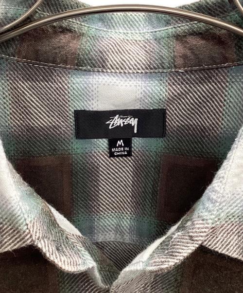 stussy（ステューシー）stussy (ステューシー) フランネルシャツ グリーン×グレー サイズ:Mの古着・服飾アイテム