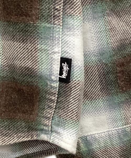 stussy（ステューシー）stussy (ステューシー) フランネルシャツ グリーン×グレー サイズ:Mの古着・服飾アイテム