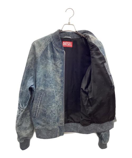 DIESEL（ディーゼル）DIESEL (ディーゼル) シープスキンレザージャケット ブルー サイズ:48の古着・服飾アイテム