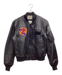 TED COMPANY（テッドカンパニー）の古着「レザーMA-1ジャケット」｜ブラック