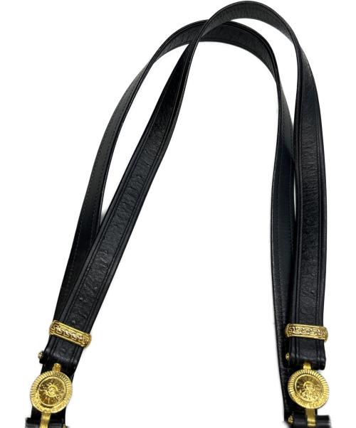 VERSACE（ヴェルサーチェ）VERSACE (ヴェルサーチェ) オーストリッチ型押しレザーバッグ ブラックの古着・服飾アイテム