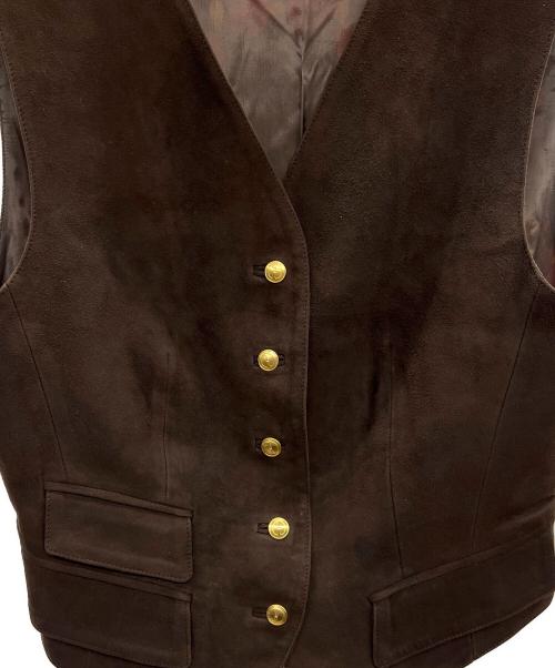 GUCCI（グッチ）GUCCI (グッチ) スウェード切替ベスト ブラウン サイズ:42の古着・服飾アイテム