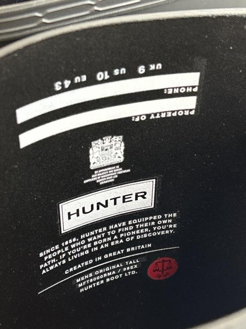 HUNTER（ハンター）HUNTER (ハンター) レインブーツ ブラック サイズ:UK9/SU10/EU43の古着・服飾アイテム