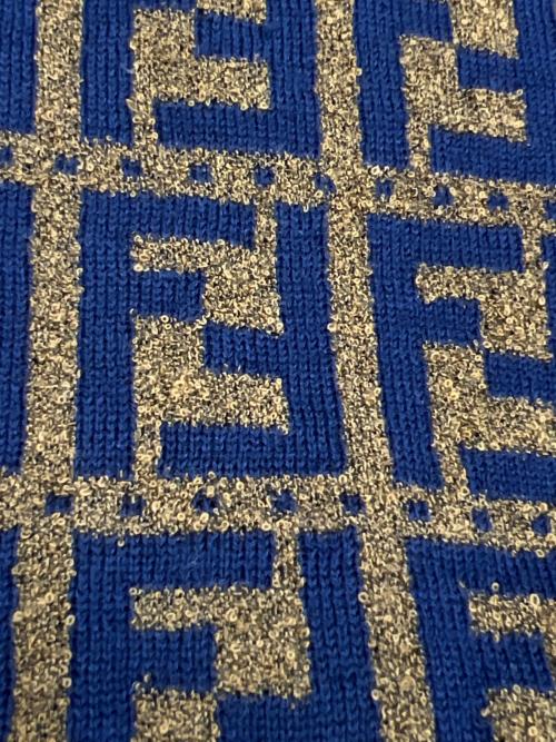 FENDI（フェンディ）FENDI (フェンディ) パイル地マフラー ブルー×ブラウンの古着・服飾アイテム