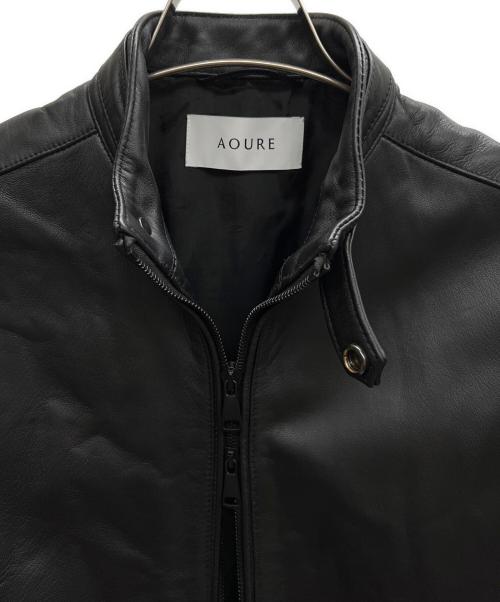 AOURE（アウール）AOURE (アウール) シープスキン シングルライダースジャケット ブラック サイズ:Lの古着・服飾アイテム