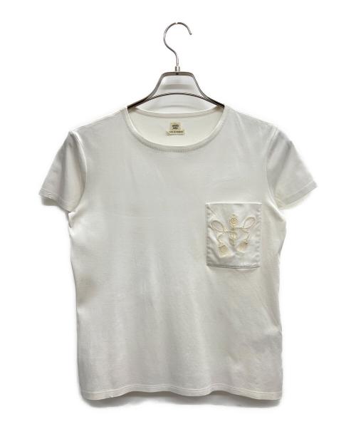 HERMES（エルメス）HERMES (エルメス) 半袖カットソー ホワイト×ベージュ サイズ:34の古着・服飾アイテム