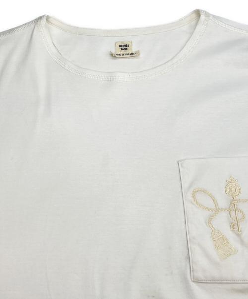 HERMES（エルメス）HERMES (エルメス) 半袖カットソー ホワイト×ベージュ サイズ:34の古着・服飾アイテム