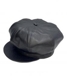 Schott（ショット）の古着「レザー ニュースボーイキャップ」｜ブラック