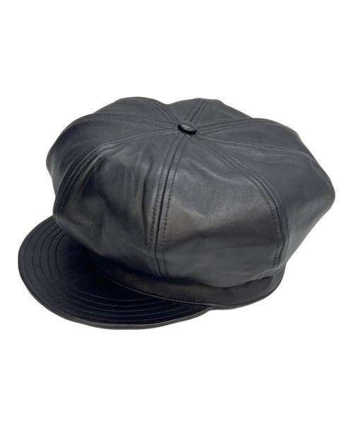 Schott（ショット）Schott (ショット) レザー ニュースボーイキャップ ブラック サイズ:Lの古着・服飾アイテム