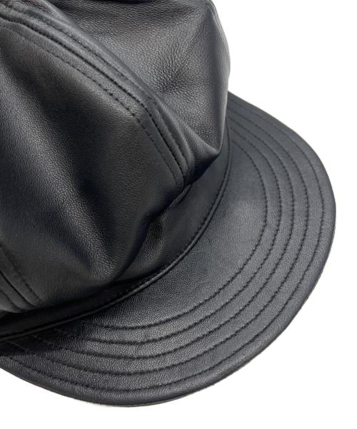 Schott（ショット）Schott (ショット) レザー ニュースボーイキャップ ブラック サイズ:Lの古着・服飾アイテム